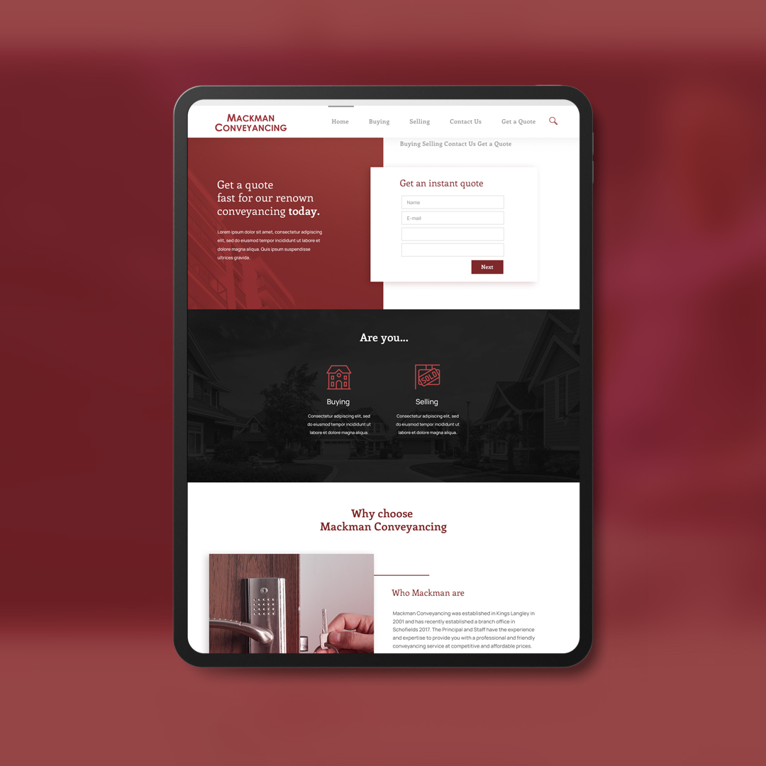 Mackman Conveyancing corporate website design Mackman Conveyancing corporate website design
