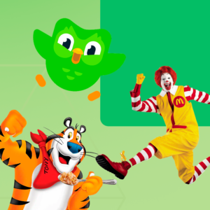 famous brand mascot examples - duolingo, ronald mcdonald, tony the tiger
