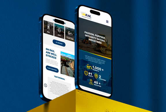 On Rail Industries website design - mobile