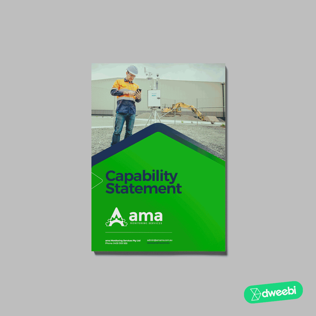 Construction company capability statement examples created by Dweebi